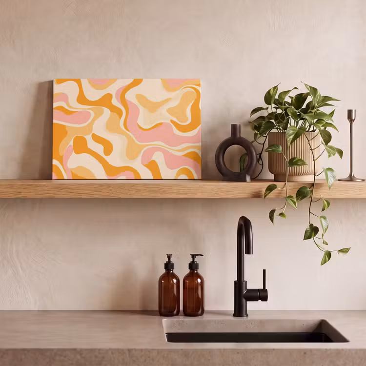 Canvas schilderij - Abstract - Golvend - Oranje — 3