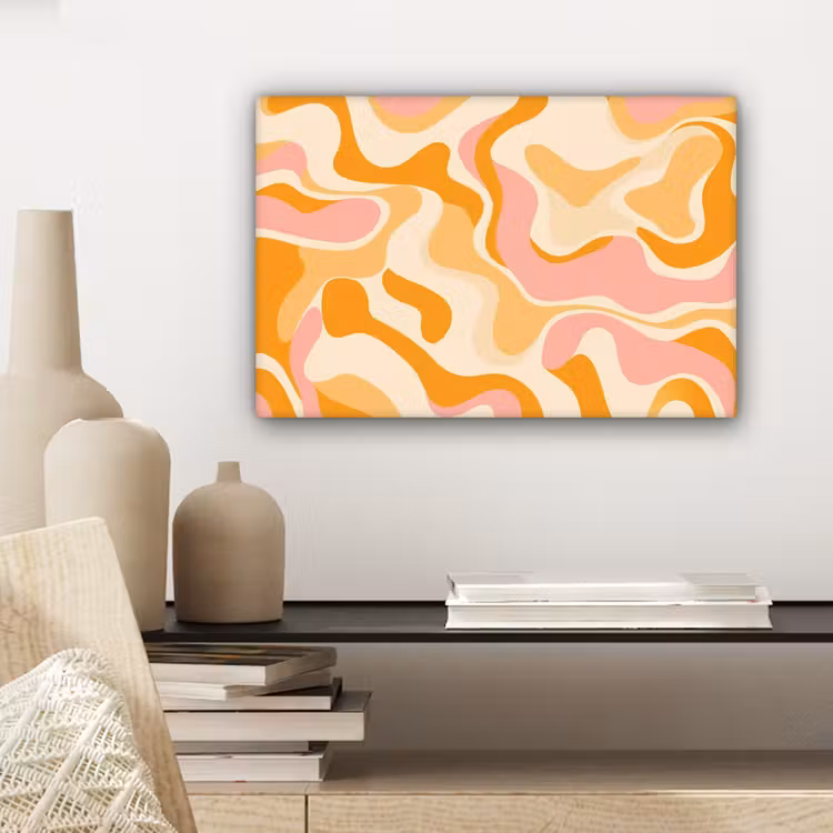 Canvas schilderij - Abstract - Golvend - Oranje — 5