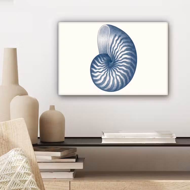 Canvas schilderij - Blauw - Schelp - Spiraal — 5