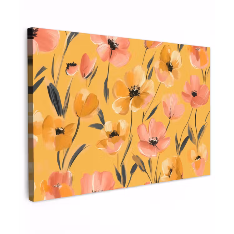 Canvas schilderij - Bloemen - Geschilderd - Geel — 1
