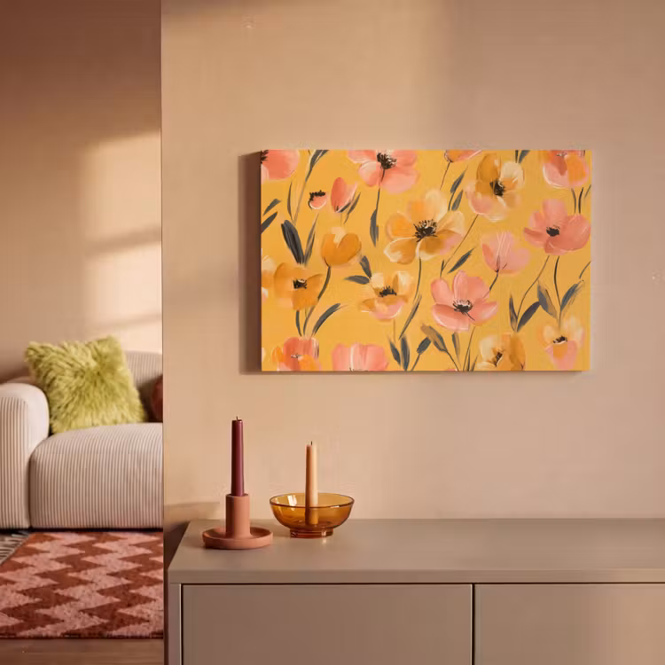 Canvas schilderij - Bloemen - Geschilderd - Geel — 2