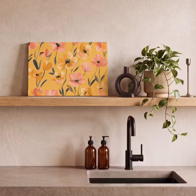 Canvas schilderij - Bloemen - Geschilderd - Geel — 3