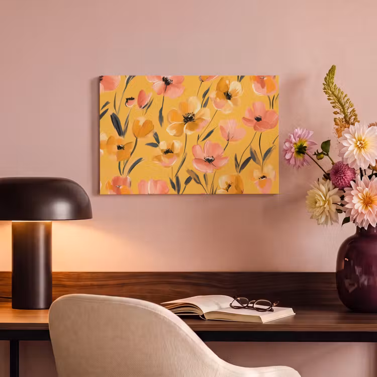 Canvas schilderij - Bloemen - Geschilderd - Geel — 4
