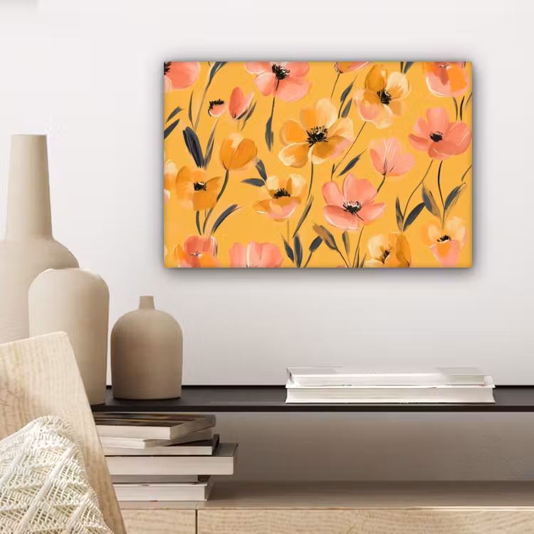 Canvas schilderij - Bloemen - Geschilderd - Geel — 5