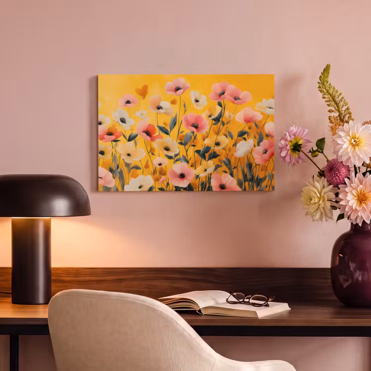 Canvas schilderij - Bloemen - Veld - Geel — 4
