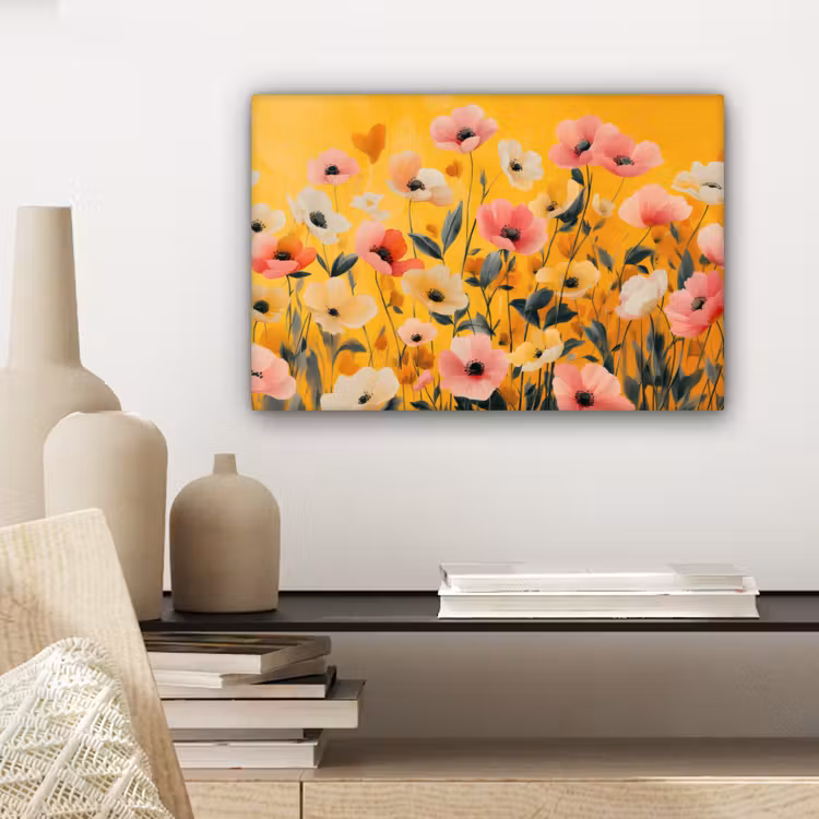 Canvas schilderij - Bloemen - Veld - Geel — 5
