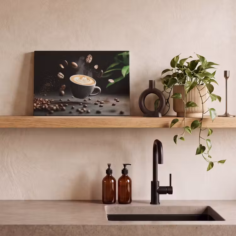 Canvas schilderij - Cappuccino - Kop - Bonen - Bruin — 3