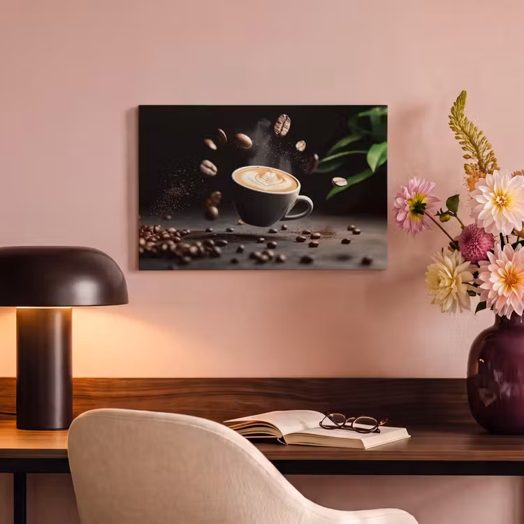 Canvas schilderij - Cappuccino - Kop - Bonen - Bruin — 4