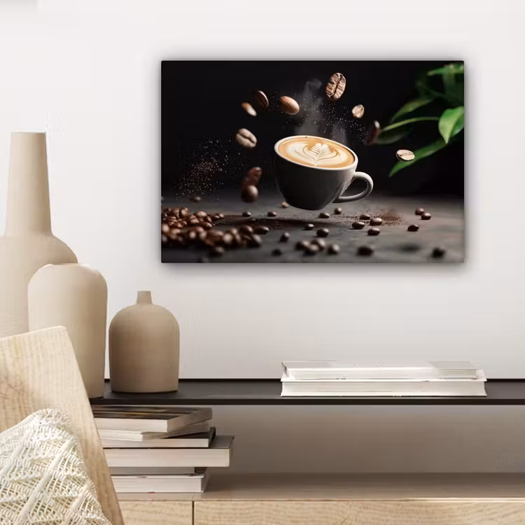 Canvas schilderij - Cappuccino - Kop - Bonen - Bruin — 5