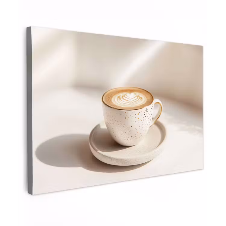 Canvas schilderij - Cappuccino - Schuim - Schotel - Beige — 1