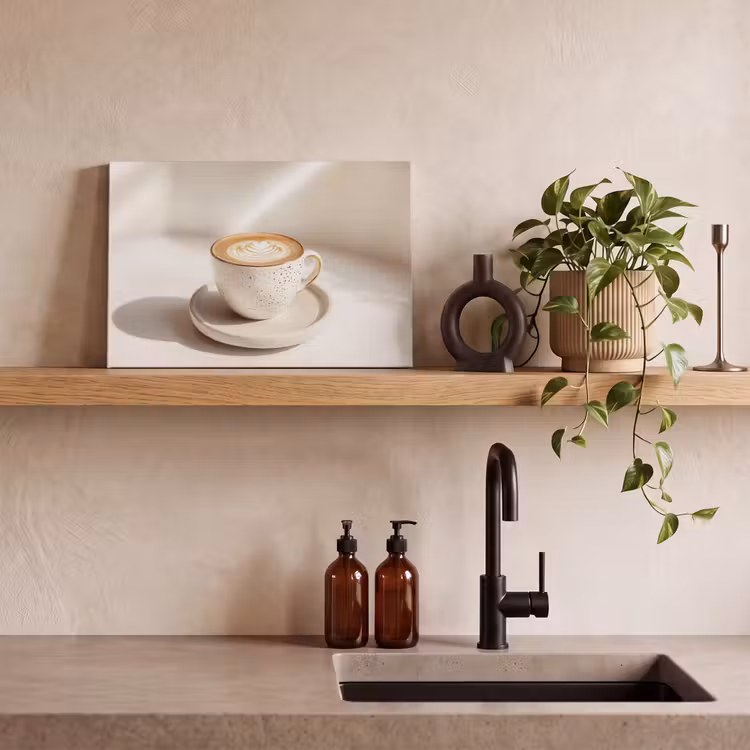 Canvas schilderij - Cappuccino - Schuim - Schotel - Beige — 3