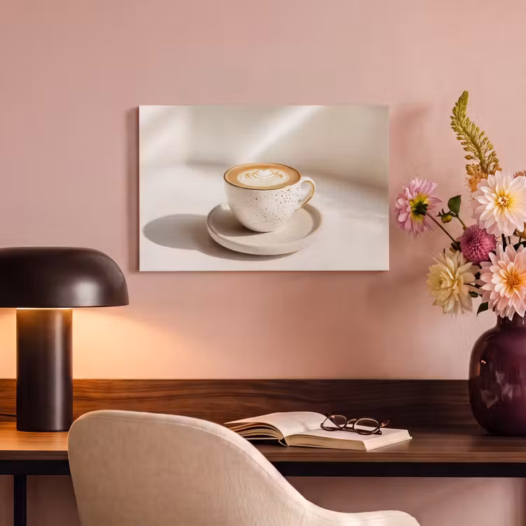 Canvas schilderij - Cappuccino - Schuim - Schotel - Beige — 4