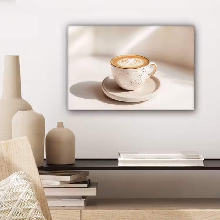 Canvas schilderij - Cappuccino - Schuim - Schotel - Beige — 5