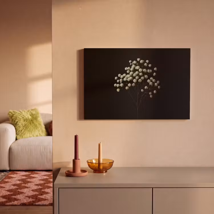 Canvas schilderij - Gipskruid - Bloemetjes - Wit - Minimalistisch — 2