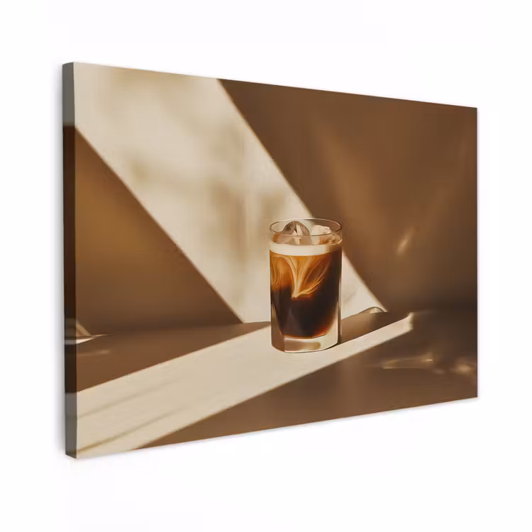 Canvas schilderij - Glas - Ijskoffie - Schaduw - Bruin — 1