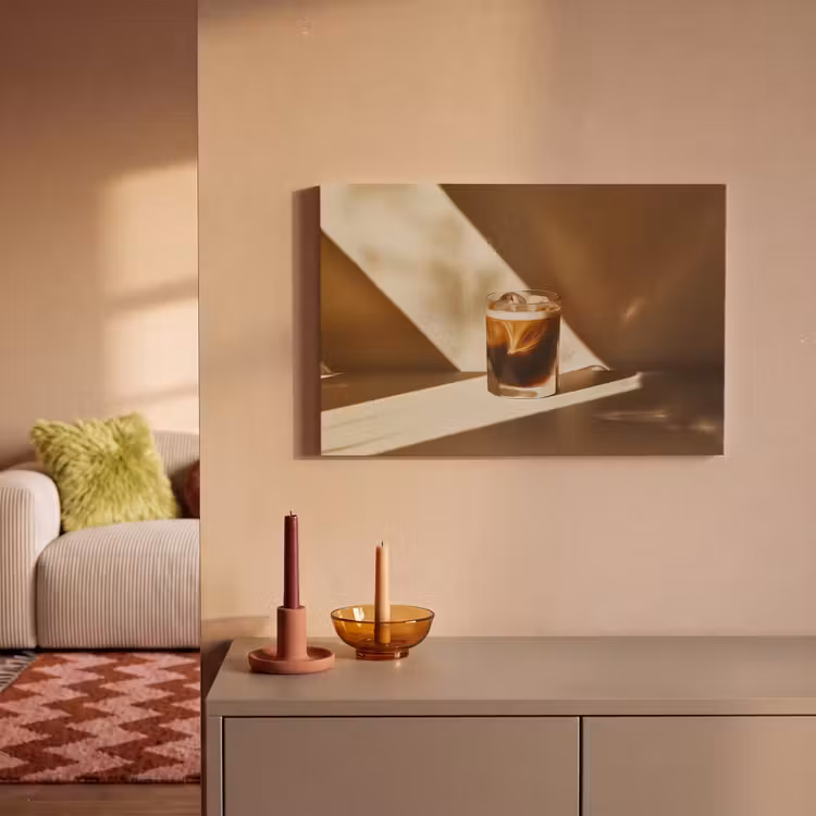 Canvas schilderij - Glas - Ijskoffie - Schaduw - Bruin — 2
