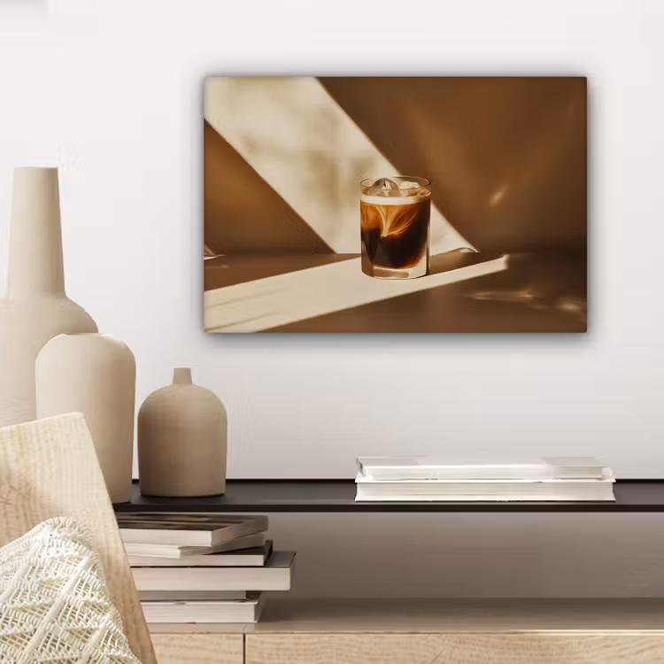 Canvas schilderij - Glas - Ijskoffie - Schaduw - Bruin — 5