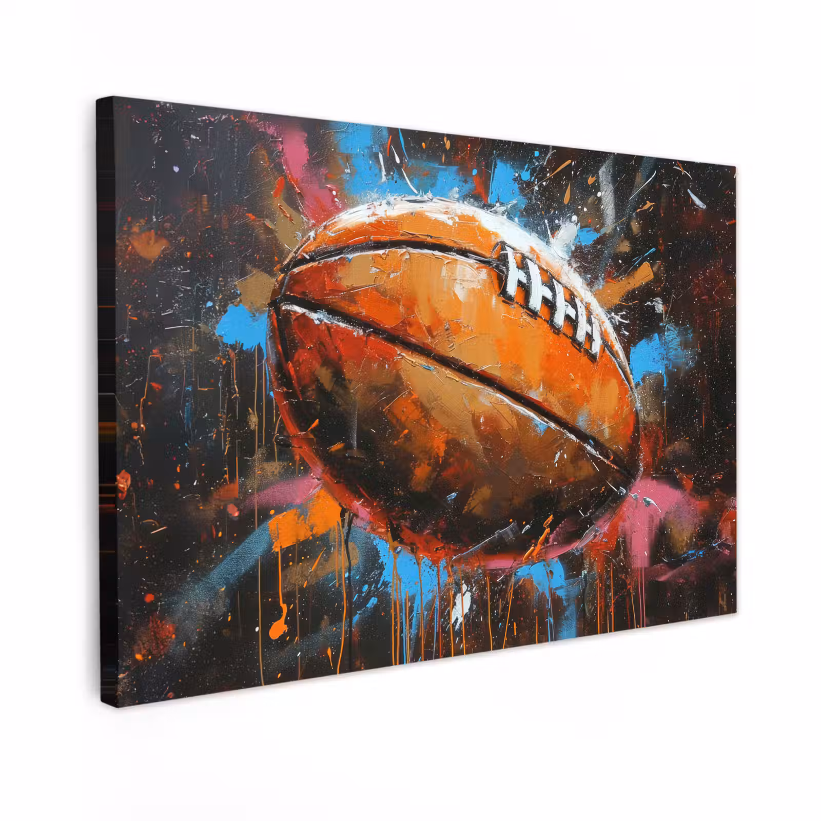 Canvas schilderij - Graffiti - Rugby - Kleurrijk - Rugbybal — 1