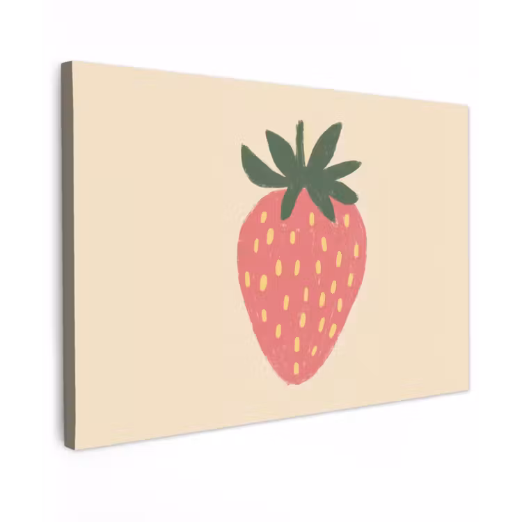 Canvas schilderij - Aardbei - Minimalistisch - Rood - Fruit — 1