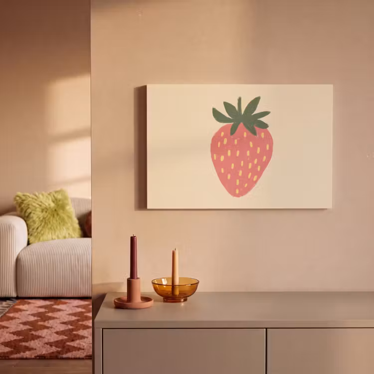 Canvas schilderij - Aardbei - Minimalistisch - Rood - Fruit — 2