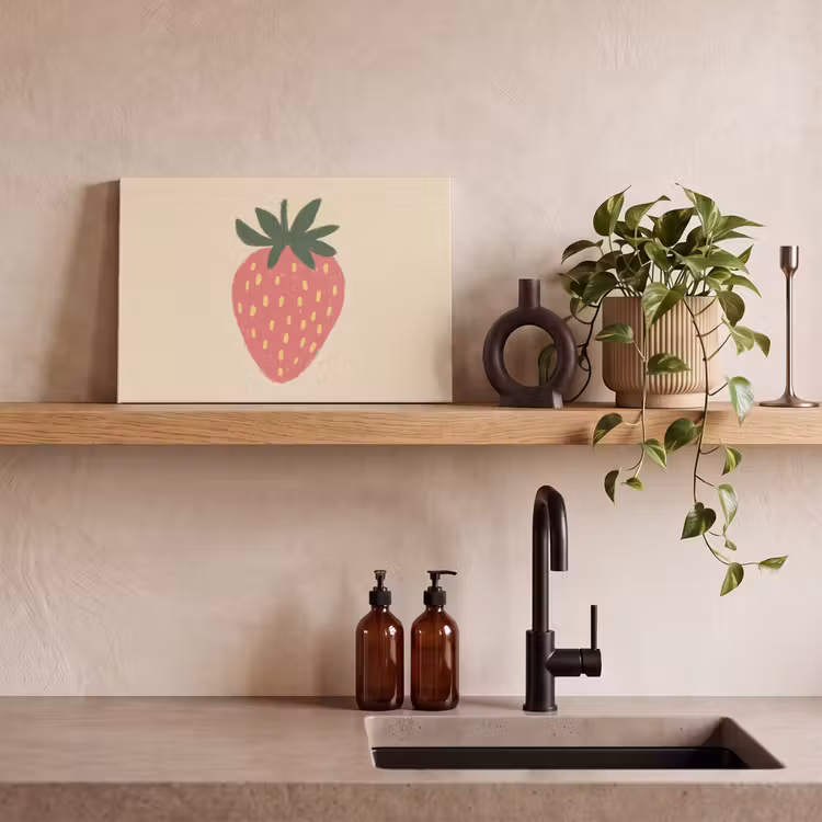 Canvas schilderij - Aardbei - Minimalistisch - Rood - Fruit — 3