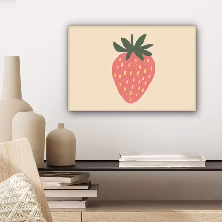 Canvas schilderij - Aardbei - Minimalistisch - Rood - Fruit — 5