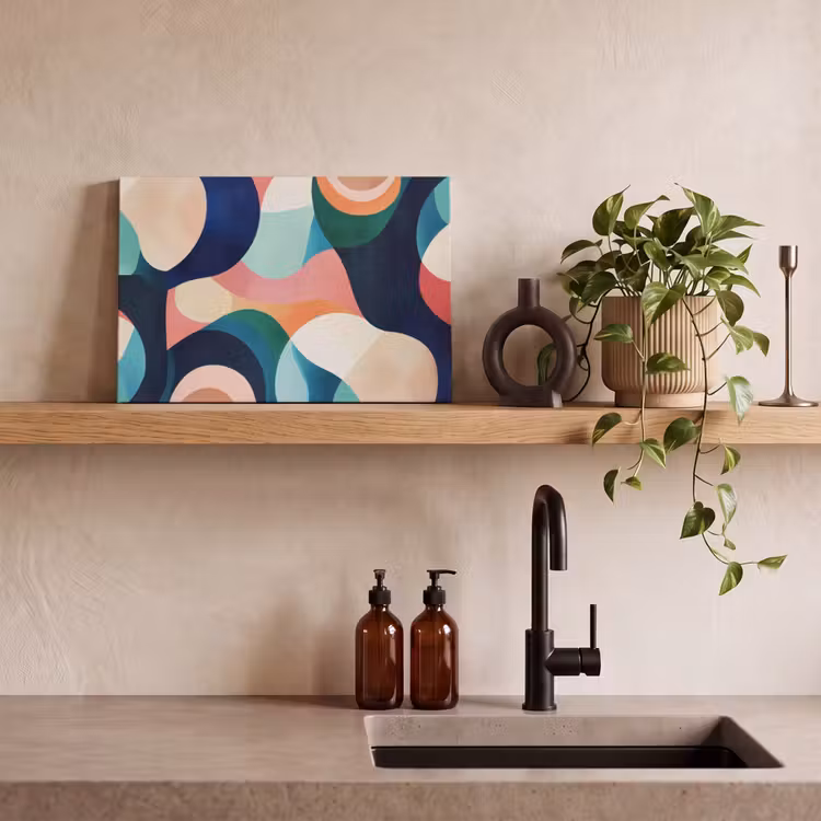 Canvas schilderij - Abstract - Blauw - Roze — 3