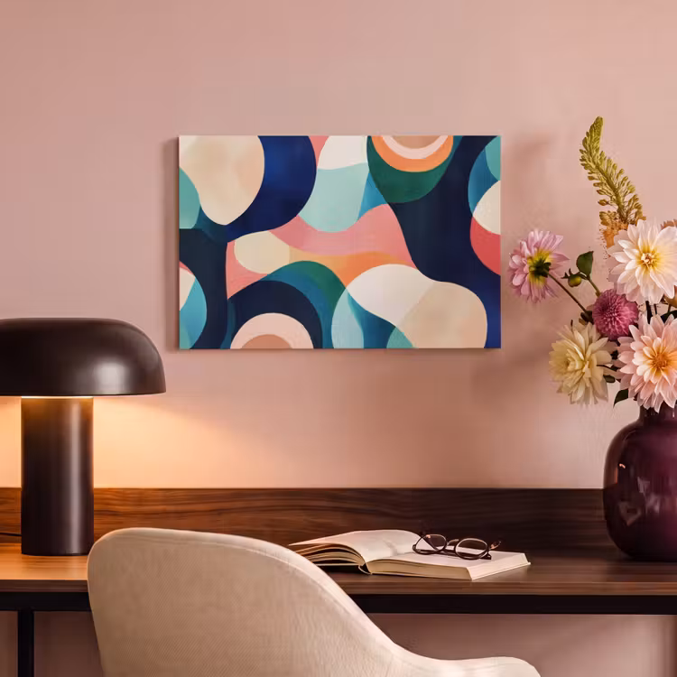 Canvas schilderij - Abstract - Blauw - Roze — 4