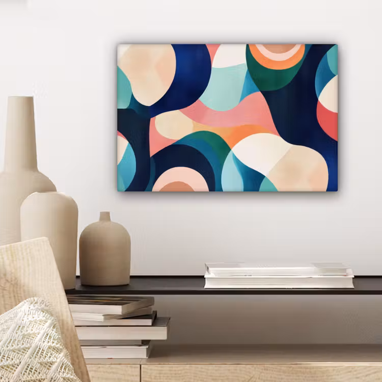 Canvas schilderij - Abstract - Blauw - Roze — 5