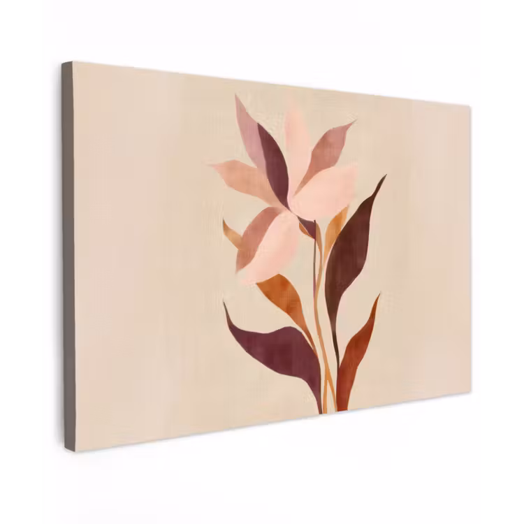Canvas schilderij - Bloemen - Blaadjes - Minimalistisch - Roze — 1