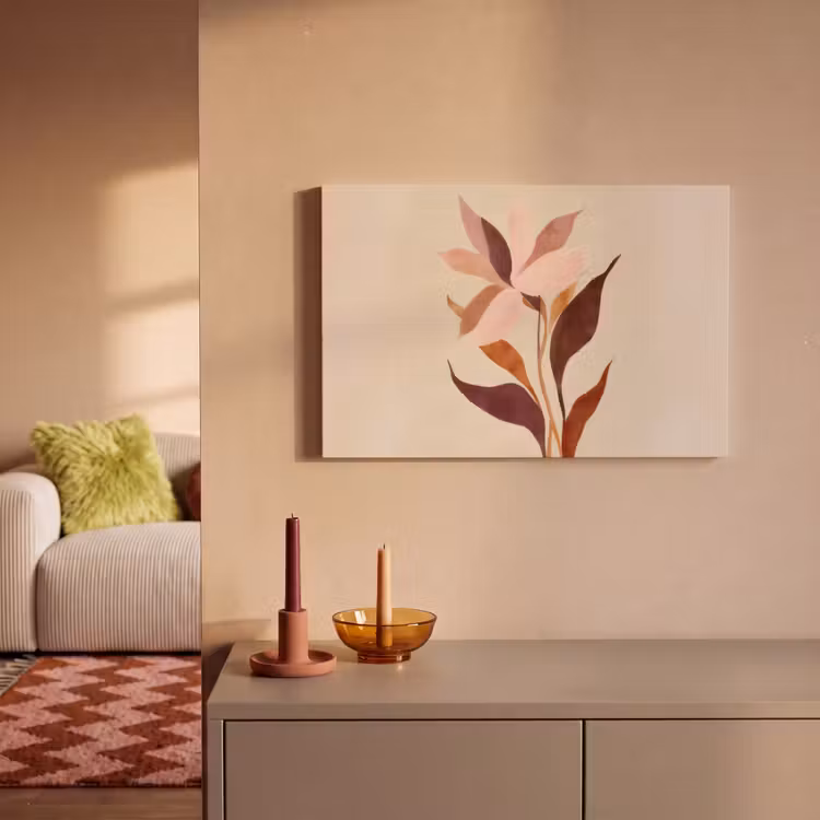 Canvas schilderij - Bloemen - Blaadjes - Minimalistisch - Roze — 2