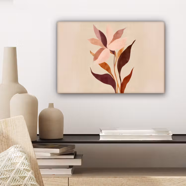 Canvas schilderij - Bloemen - Blaadjes - Minimalistisch - Roze — 5