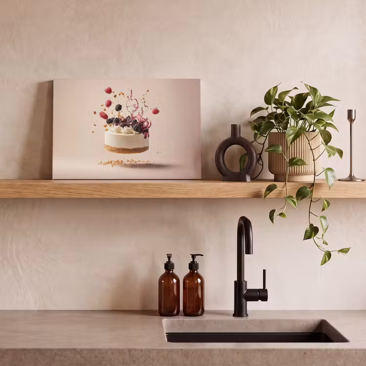 Canvas schilderij - Cheesecake - Eten - Roze - Taart — 3