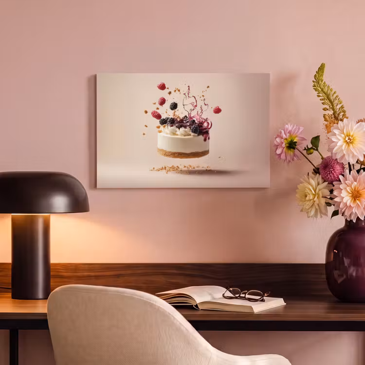Canvas schilderij - Cheesecake - Eten - Roze - Taart — 4