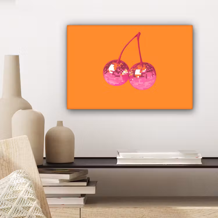 Canvas schilderij - Discoballen - Kers - Spiegels - Roze — 5