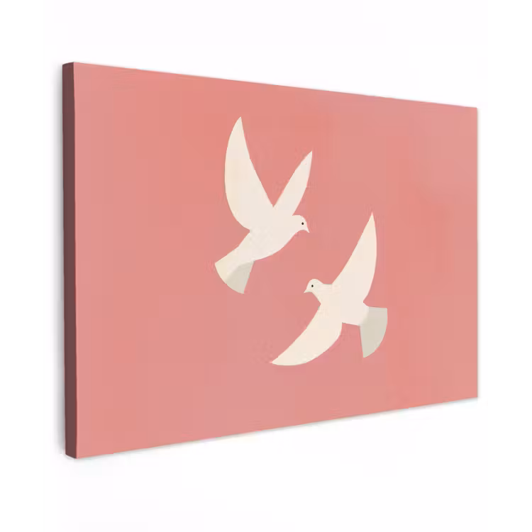 Canvas schilderij - Duiven - Wit - Sierlijk — 1
