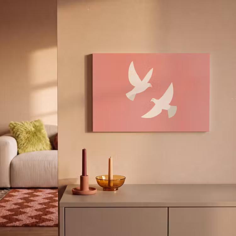 Canvas schilderij - Duiven - Wit - Sierlijk — 2