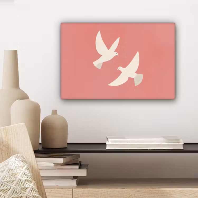 Canvas schilderij - Duiven - Wit - Sierlijk — 5