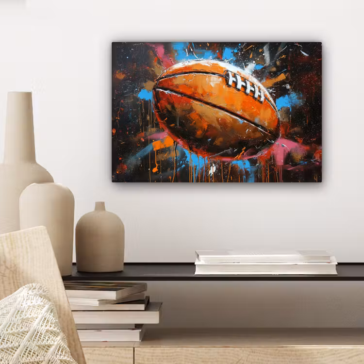 Canvas schilderij - Graffiti - Rugby - Kleurrijk - Rugbybal — 5