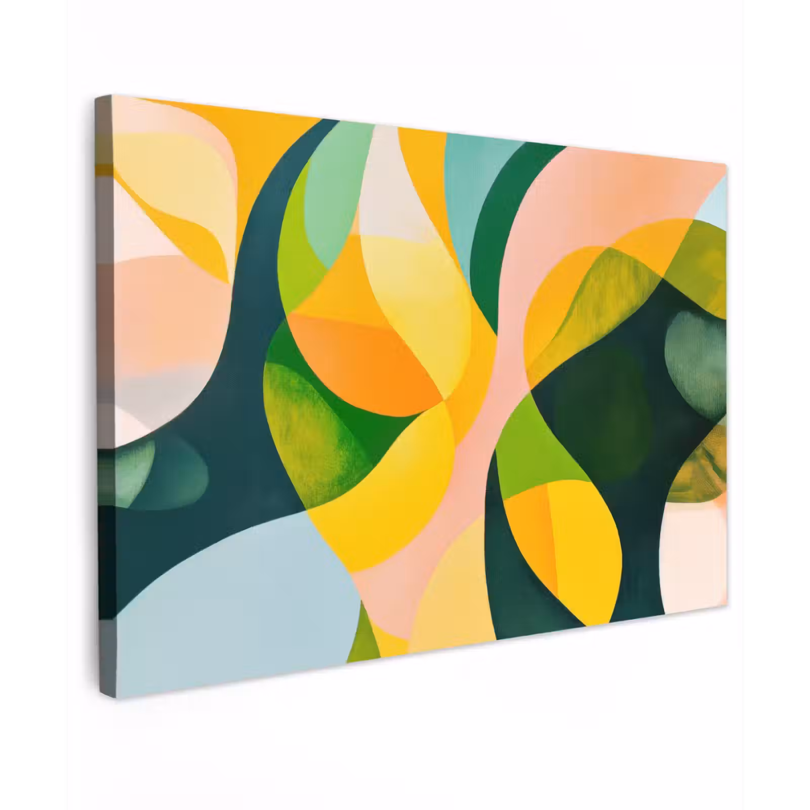 Canvas schilderij - Abstract - Geel - Roze - Groen — 1