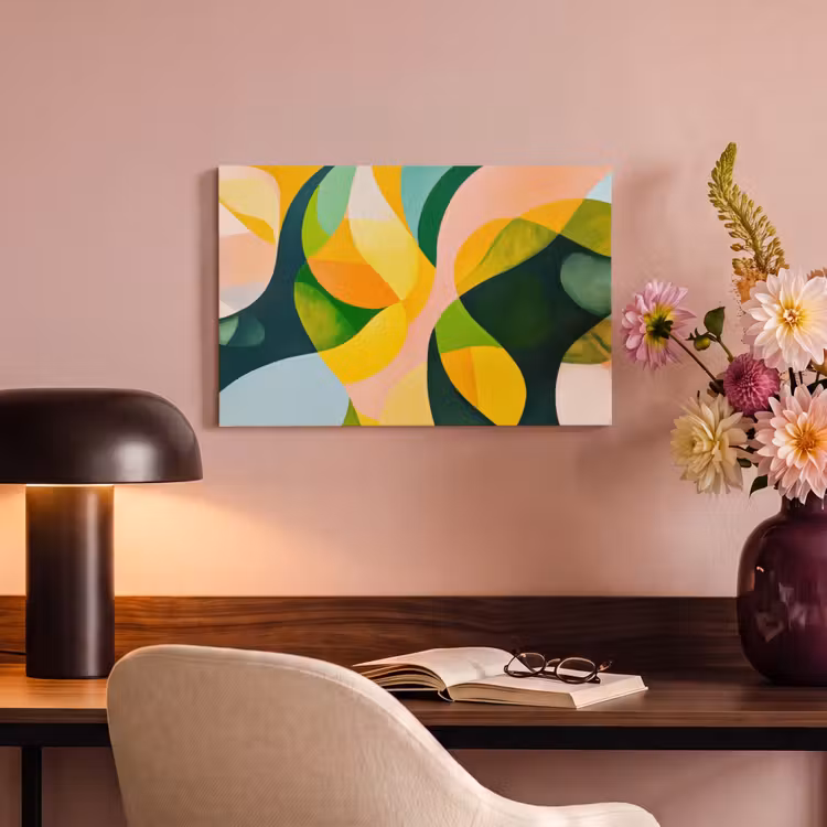 Canvas schilderij - Abstract - Geel - Roze - Groen — 4