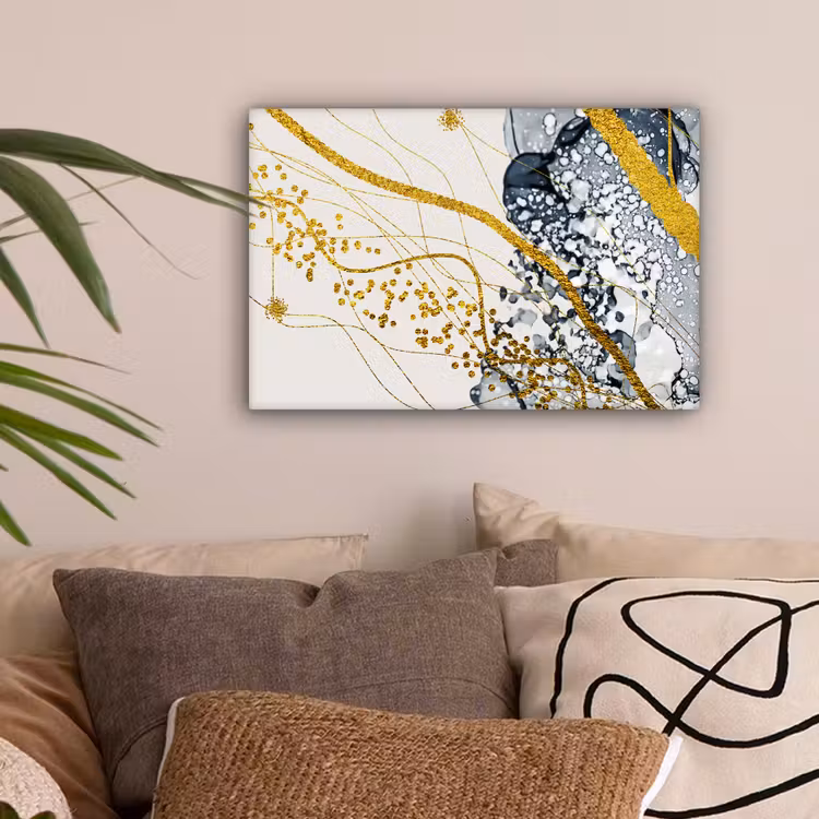 Canvas schilderij - Abstract - Goud - Natuur - Kunst — 2