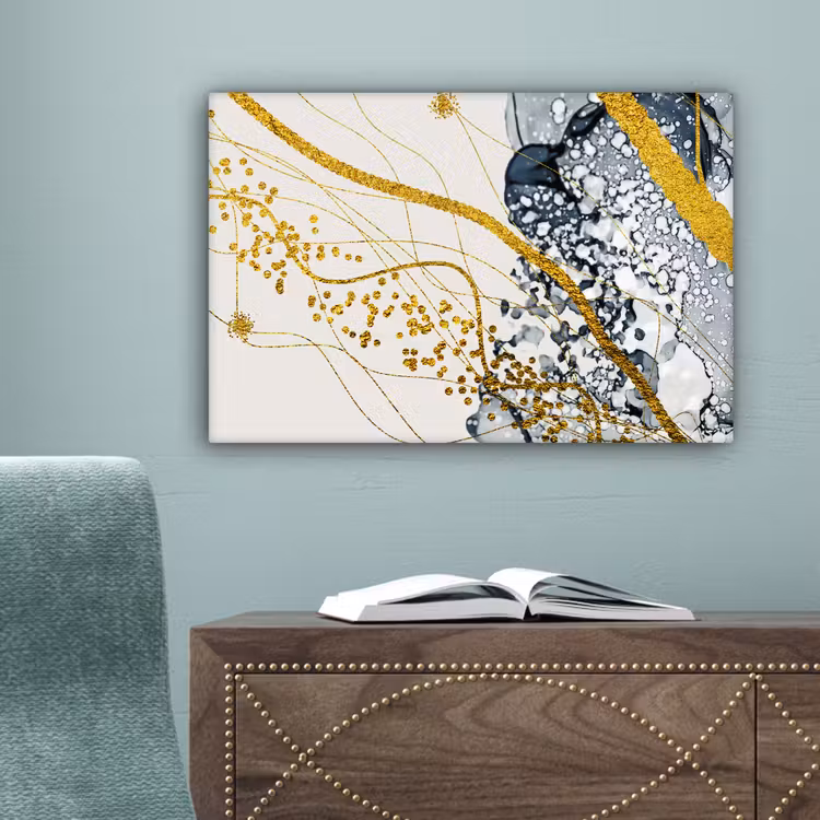 Canvas schilderij - Abstract - Goud - Natuur - Kunst — 4