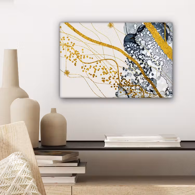 Canvas schilderij - Abstract - Goud - Natuur - Kunst — 5