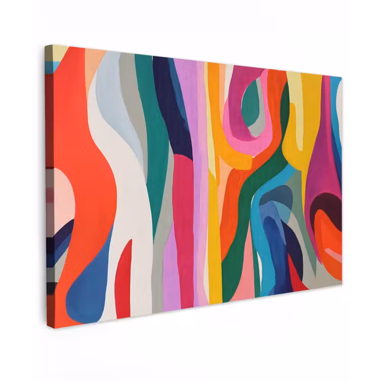Canvas schilderij - Abstract - Kleurrijk - Golven - Lijnen — 1