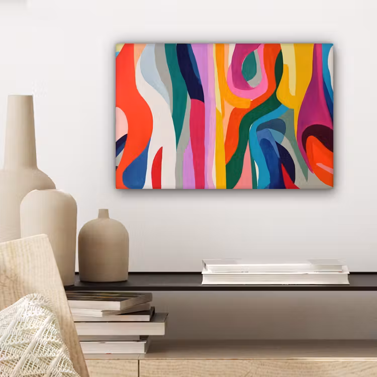 Canvas schilderij - Abstract - Kleurrijk - Golven - Lijnen — 5