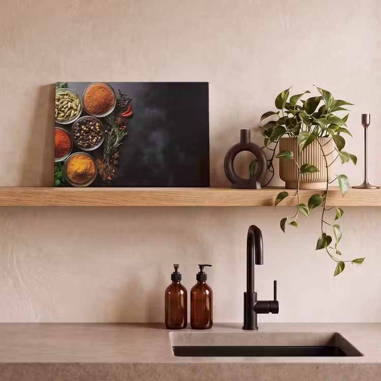 Canvas schilderij - Glazen - Bakjes - Blaadjes - Kruiden — 3