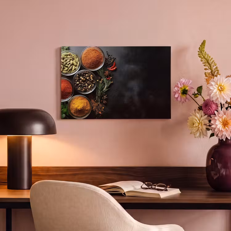 Canvas schilderij - Glazen - Bakjes - Blaadjes - Kruiden — 4