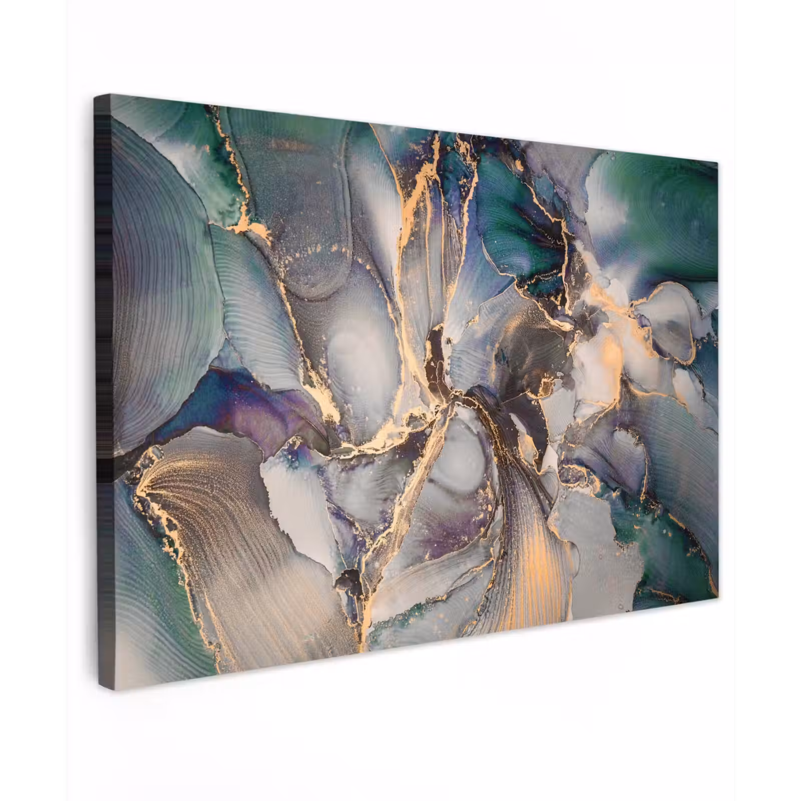 Canvas schilderij - Goud - Blauw - Marmer — 1