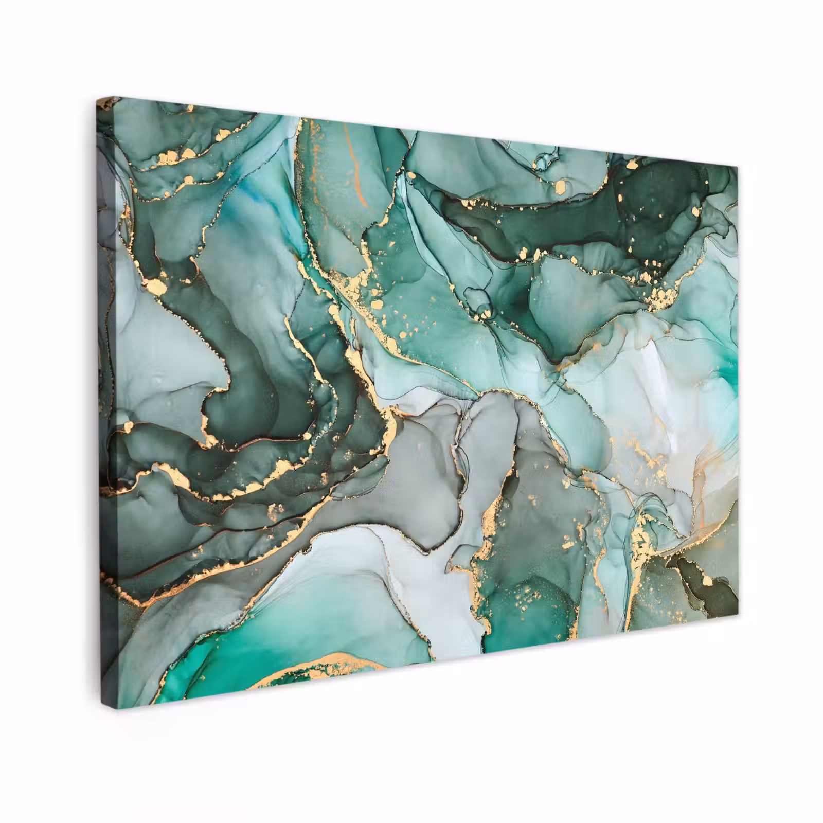 Canvas schilderij - Goud - Marmer - Groen - Luxe - Marmerlook - Grijs — 1